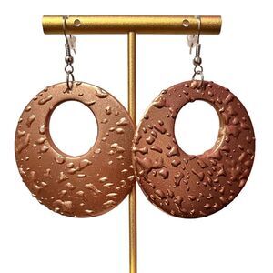 Lightweight Bronze Color Circle Dangle Earrings